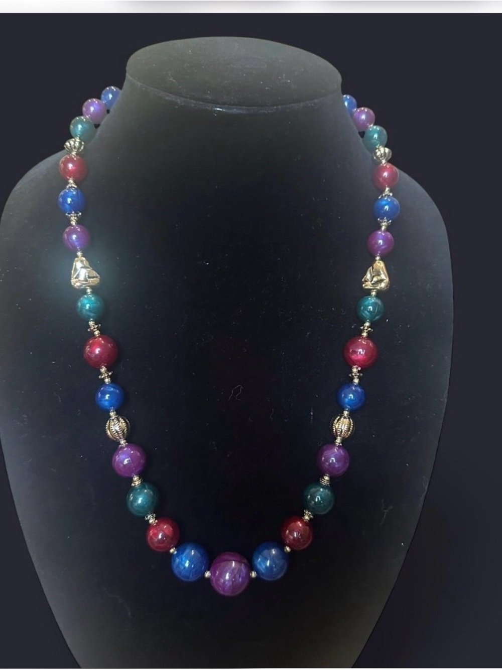 Vintage Colorful Beaded Statement Necklace